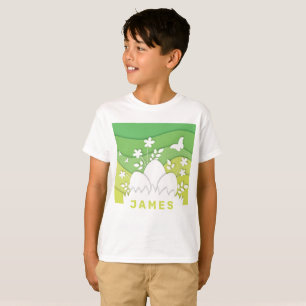 Camiseta Páscoa de férias caça aos ovos na primavera