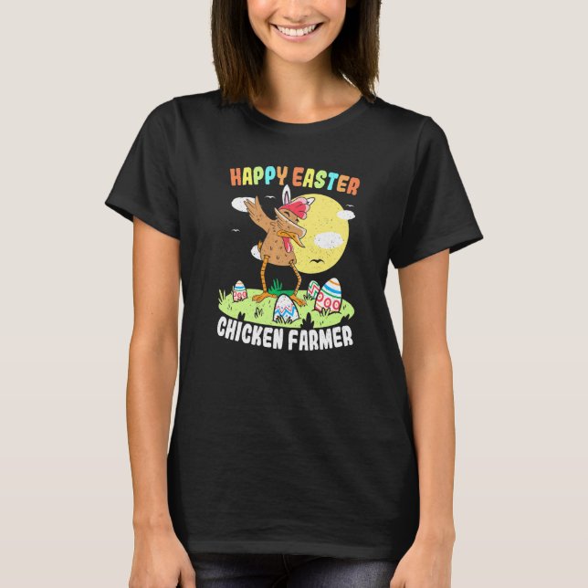 Camiseta Páscoa de frango felz pascoa Farmer Dia de Abate O (Frente)