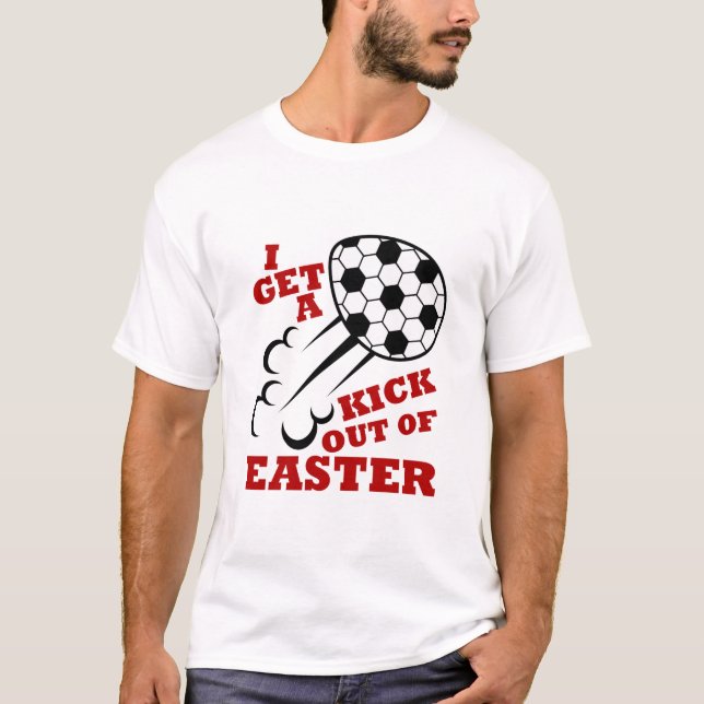 Camiseta Páscoa De Futebol Cute Eu Tiro Um Chute Da Páscoa (Frente)