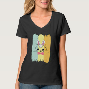 Camiseta Páscoa de Gato Bonito Diante de Gato Gelado Ovos d