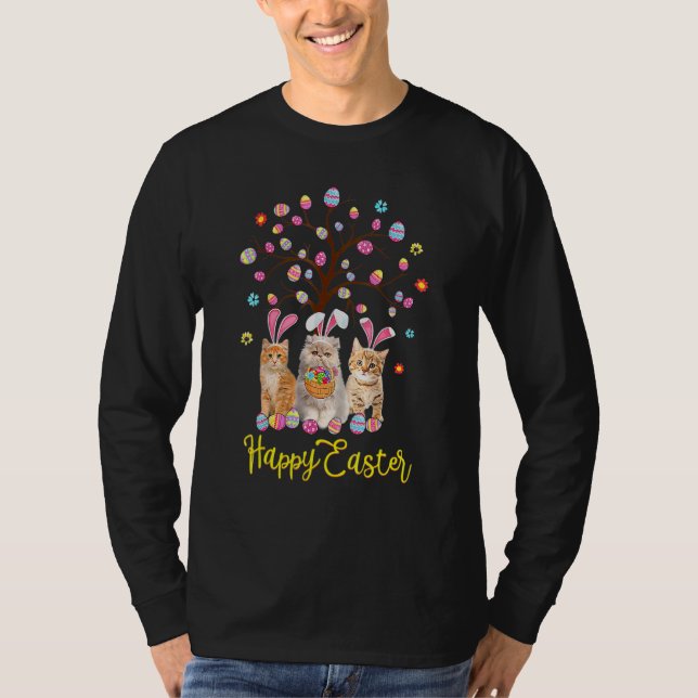 Camiseta Páscoa de Gato Figurino Três Gatinho Gatinho Vesti (Frente)