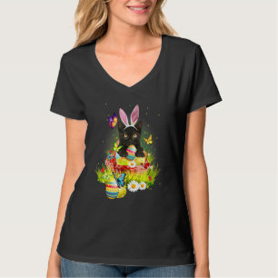 Camiseta Páscoa de Gato Negro Dia Coelhinho Ovos Figurino M