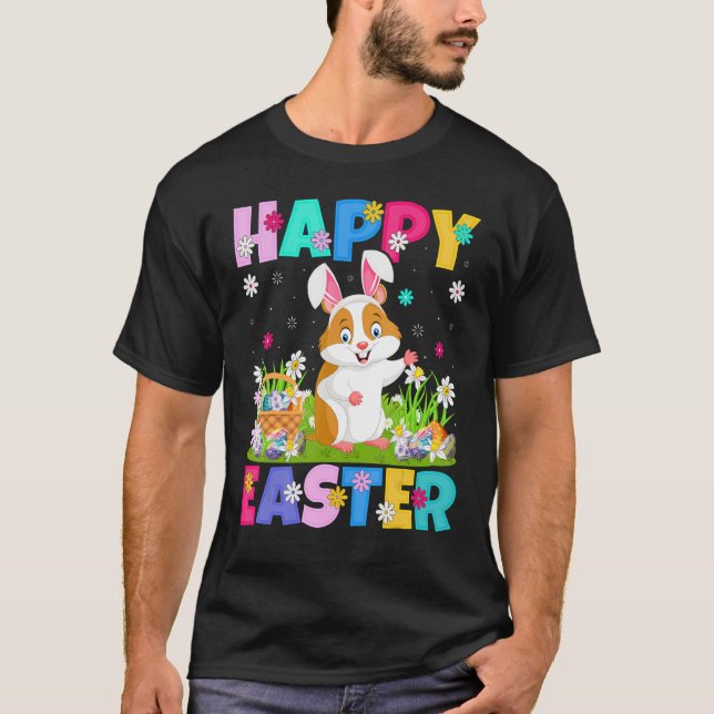 Camiseta Páscoa de Hamster Felz pascoa Bunny Hamster Doming (Frente)