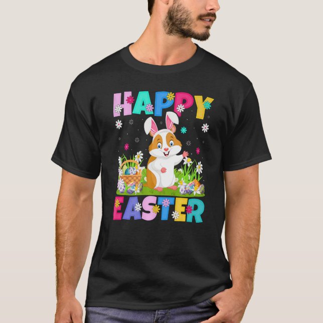 Camiseta Páscoa de Hamster Felz pascoa Bunny Hamster Doming (Frente)