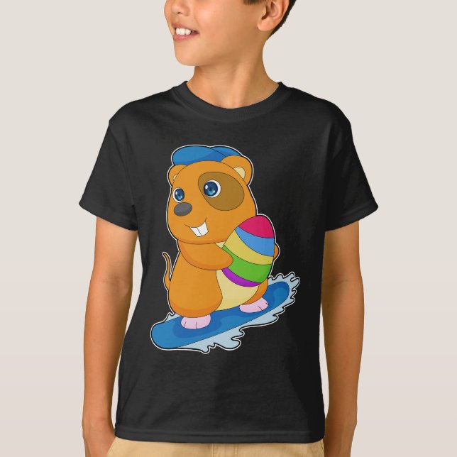 Camiseta Páscoa de Hamster Snowboard (Frente)