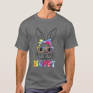 Camiseta Páscoa de Hoppy Dia Mensagem Bun Tie Dye Bunny Ea