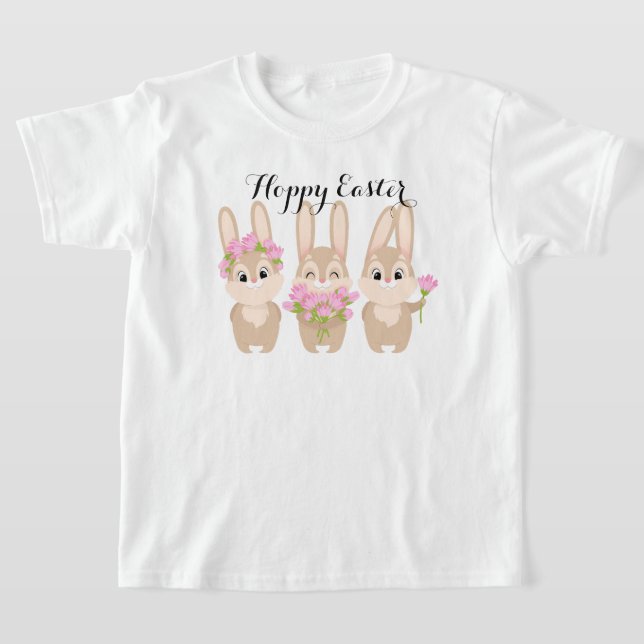 Camiseta Páscoa de Hoppy três coelhos de Páscoa bonitos (Postura )