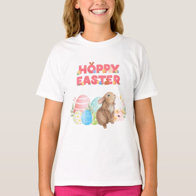 Camiseta Páscoa de Ovos do Grupo Hoppy Dia da Páscoa (Frente)