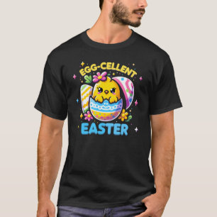 Camiseta Páscoa de óvulo - Pintinho de Kawaii em ovos