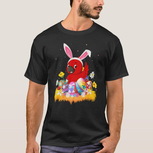 Camiseta Páscoa de pássaro cardinal de óvulo Engraçada Domi (Frente)