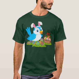 Camiseta Páscoa de pássaros-azuis caçadores de ovos coelhos