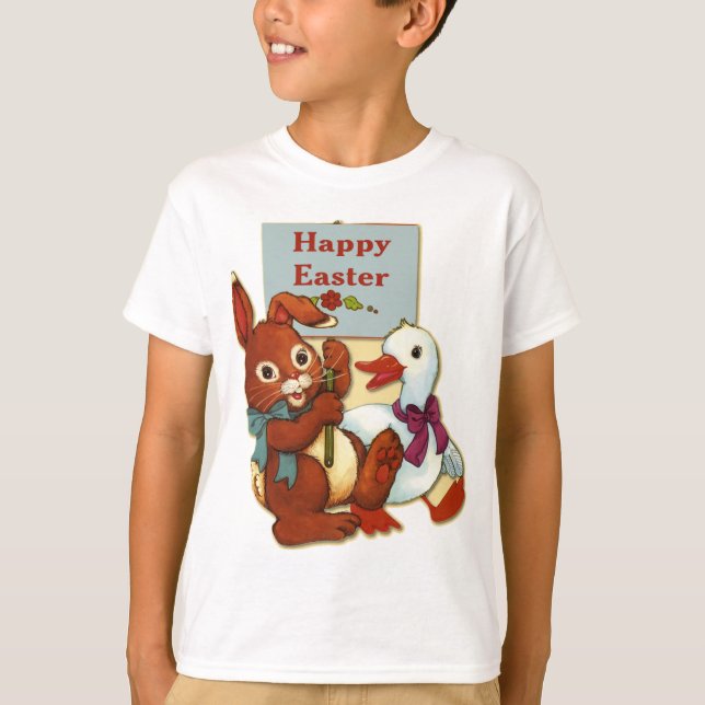 Camiseta Páscoa de Pato e Coelho (Frente)