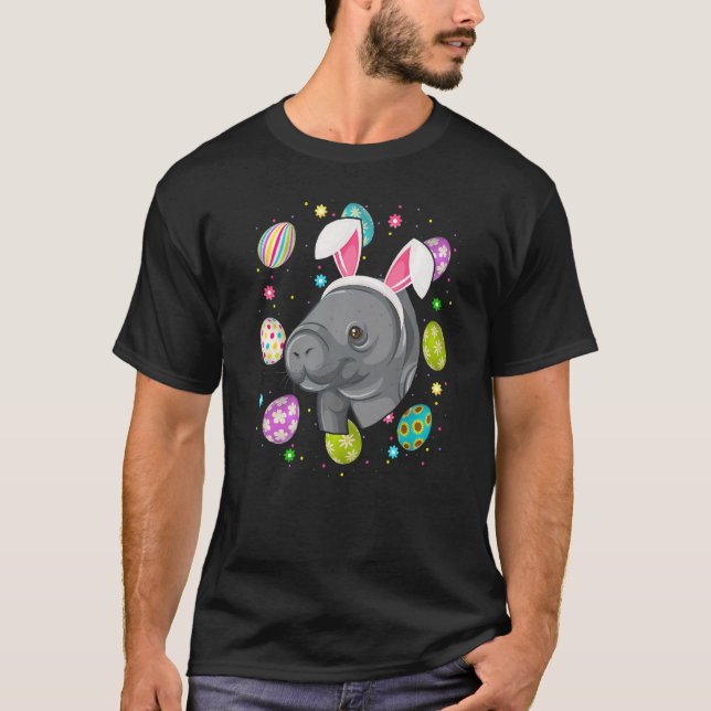 Camiseta Páscoa de rosto de Bunny Ear Manatee na Páscoa dom (Frente)