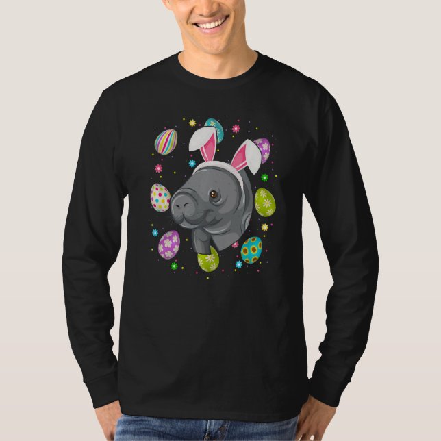 Camiseta Páscoa de rosto de Bunny Ear Manatee na Páscoa dom (Frente)
