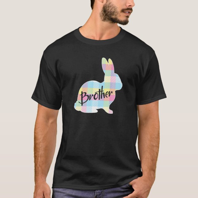 Camiseta Páscoa de Xadrez de Coelho Coelho Irmão (Frente)
