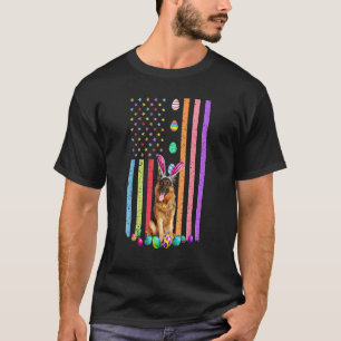 Camiseta Páscoa Dia Americano Ovos Bandeiras German shepher