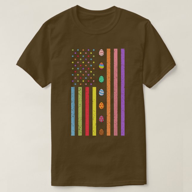 Camiseta Páscoa Dia Americano Ovos Sinalizador Meninos Engr (Frente do Design)