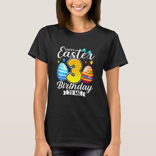 Camiseta Páscoa Dia aniversário de 3 anos 3 Anos Meninas Ki (Frente)