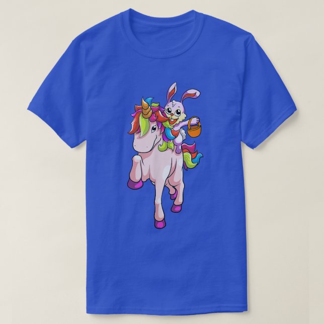 Camiseta Páscoa Dia Coelhinho Andando Unicorn Garotas Toddl (Frente do Design)
