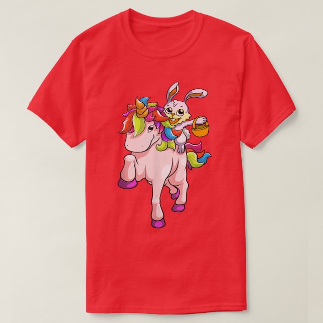 Camiseta Páscoa Dia Coelhinho Andando Unicorn Garotas Toddl (Frente do Design)
