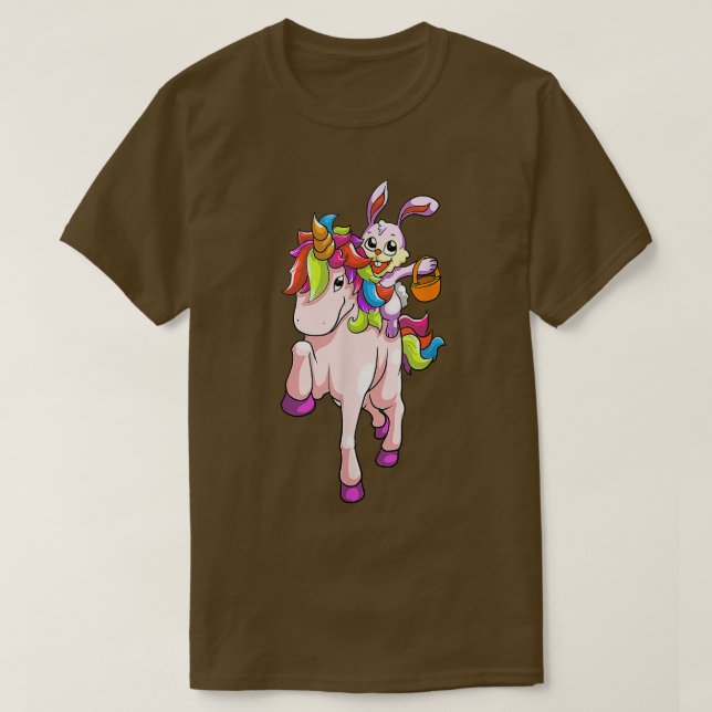 Camiseta Páscoa Dia Coelhinho Andando Unicorn Garotas Toddl (Frente do Design)