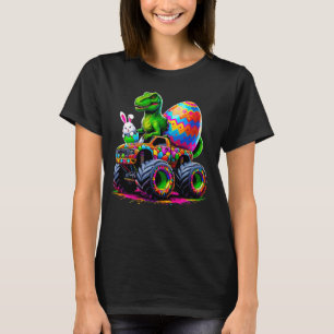 Camiseta Páscoa Dia Coelho Monstro Ovos de Caminhão Dinossa