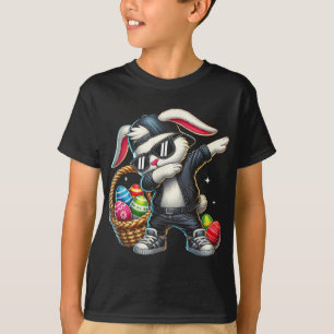 Camiseta Páscoa Dia Dabbing Bunny with Sungles Boys Girls K