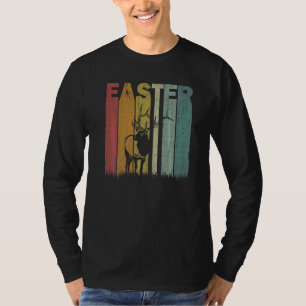 Camiseta Páscoa Dia Elk Retro Graphic Funny Páscoa Figurino
