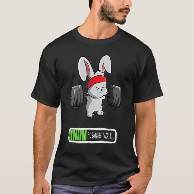 Camiseta Páscoa Dia Rabbit Elevação de peso Elevação de fec (Frente)