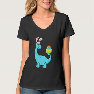 Camiseta Páscoa Dia Rex Dino Coelho Orelha Com Garota De Ov