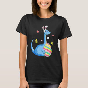 Camiseta Páscoa Dia Rex Dino Coelho Orelha Com Garota De Ov