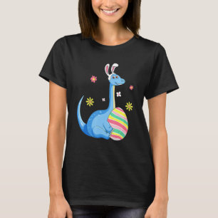 Camiseta Páscoa Dia Rex Dino Coelho Orelha Com Garota De Ov