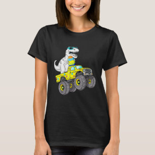 Camiseta Páscoa Dia T Rex Dino Dirigindo Um Monster Truck B