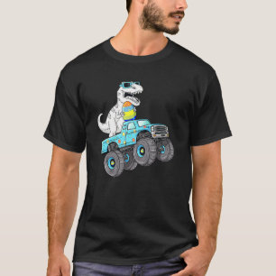 Camiseta Páscoa Dia T Rex Dino Dirigindo Um Monster Truck B