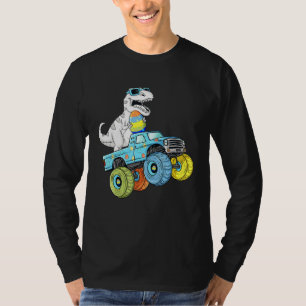 Camiseta Páscoa Dia T Rex Dino Dirigindo Um Monster Truck B