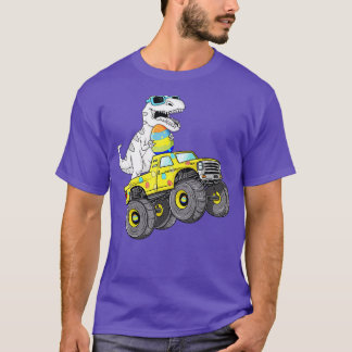 Camiseta Páscoa Dia T Rex Dino Dirigindo Um Monster Truck B