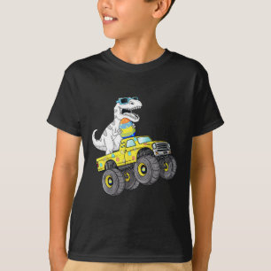 Camiseta Páscoa Dia T Rex Dino Dirigindo Um Monster Truck B