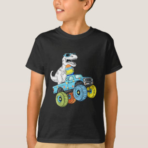 Camiseta Páscoa Dia T Rex Dino Dirigindo Um Monster Truck B