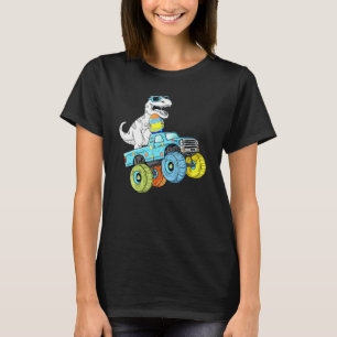 Camiseta Páscoa Dia T Rex Dino Dirigindo Um Monster Truck B