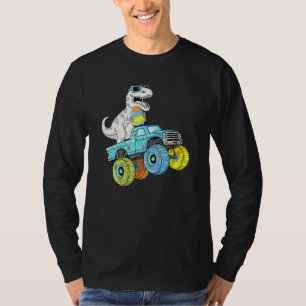 Camiseta Páscoa Dia T Rex Dino Dirigindo Um Monster Truck B
