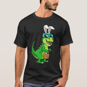 Camiseta Páscoa Dinossaur Bunny Rex Rawr Egg Basket Happy E