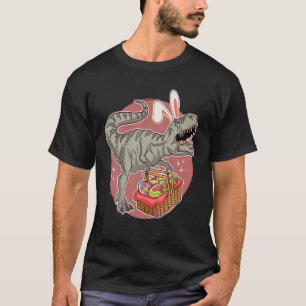 Camiseta Páscoa Dinossaur Bunny T Rex Rawr Egg Basket Happ