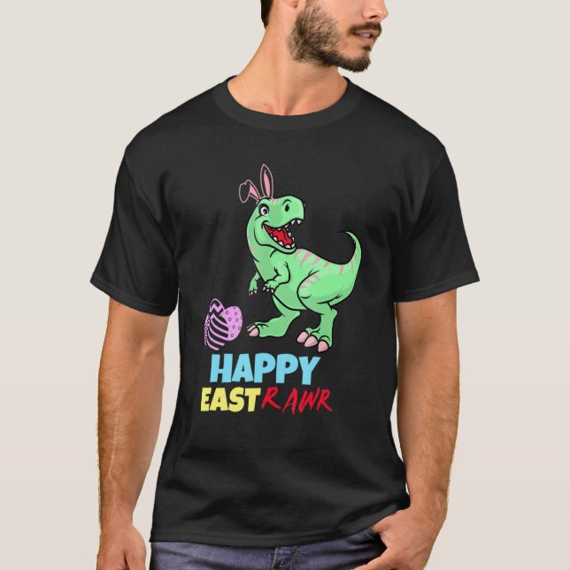 Camiseta Páscoa Dinossaur Feliz Eastrawr Rex Dinosaur Egg B (Frente)