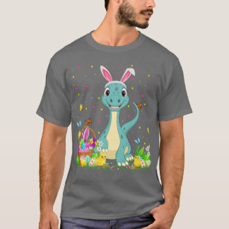 Camiseta Páscoa Dinossauro Coelhinho De Ovo Caçando Páscoa 
