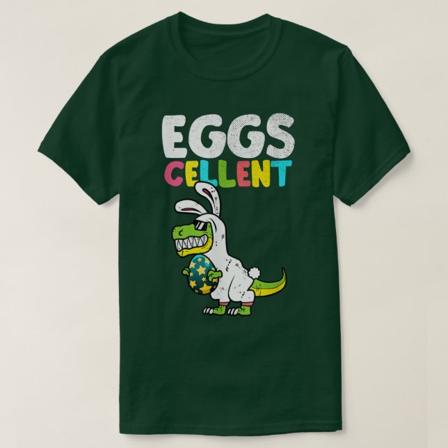 Camiseta Páscoa Dinossauro Coelho T Re Rapazes Meninas Cria (Frente do Design)