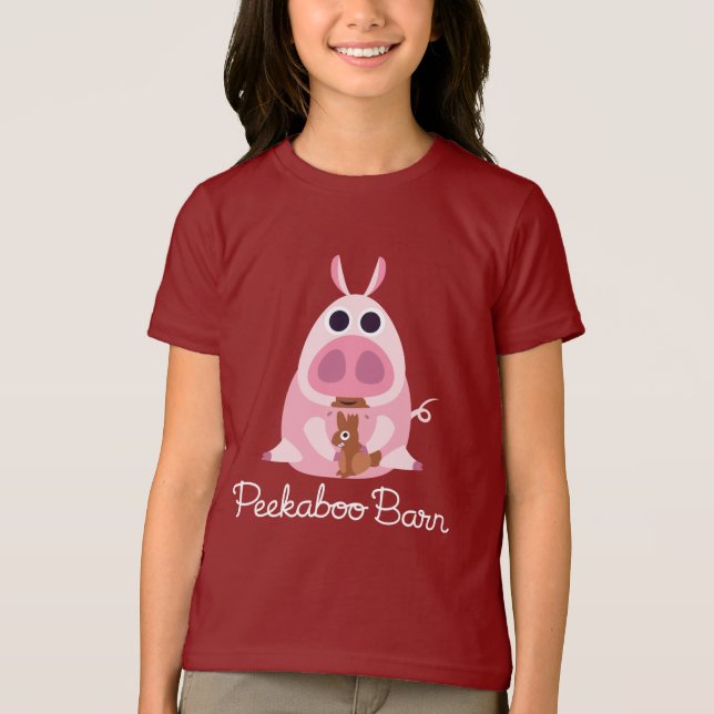 Camiseta Páscoa | do celeiro do Peekaboo suspeitoso o porco (Frente)