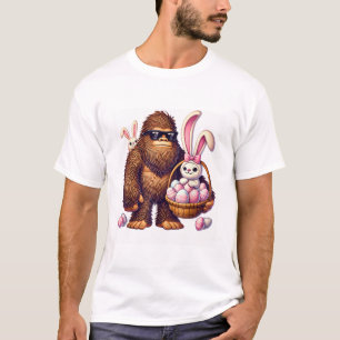 Camiseta Páscoa do Coelho Sasquatch Pé Grande Ovos Retrô Ho