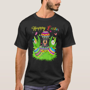Camiseta Páscoa Doberman Dog Floral Easter Egg Doberman