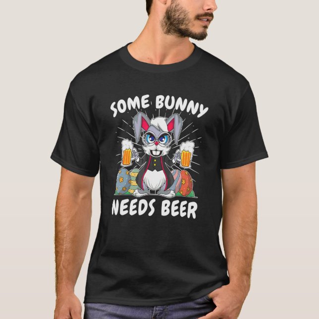 Camiseta Páscoa Domingo Vestir Uma Caçada De Ovo De Cerveja (Frente)