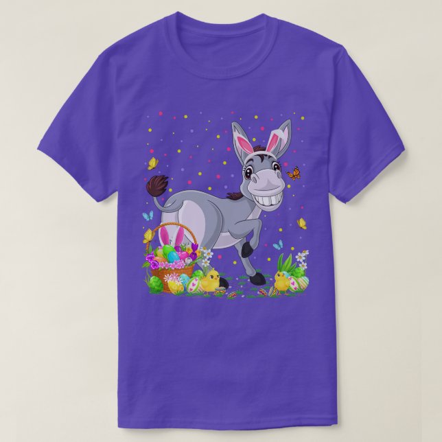 Camiseta Páscoa Donkey Bunny Ovo Caçando Páscoa Burro Sund (Frente do Design)